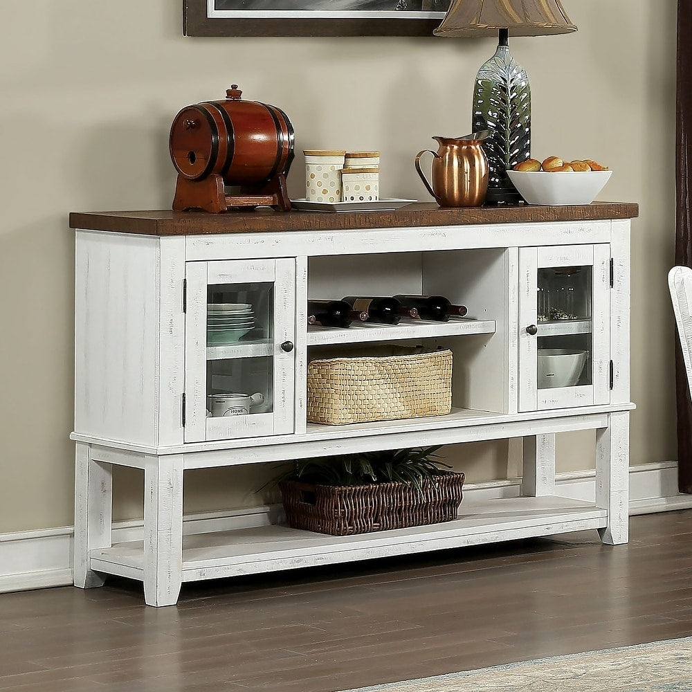 Furniture Of America Sylmer Transitional Distressed White Server