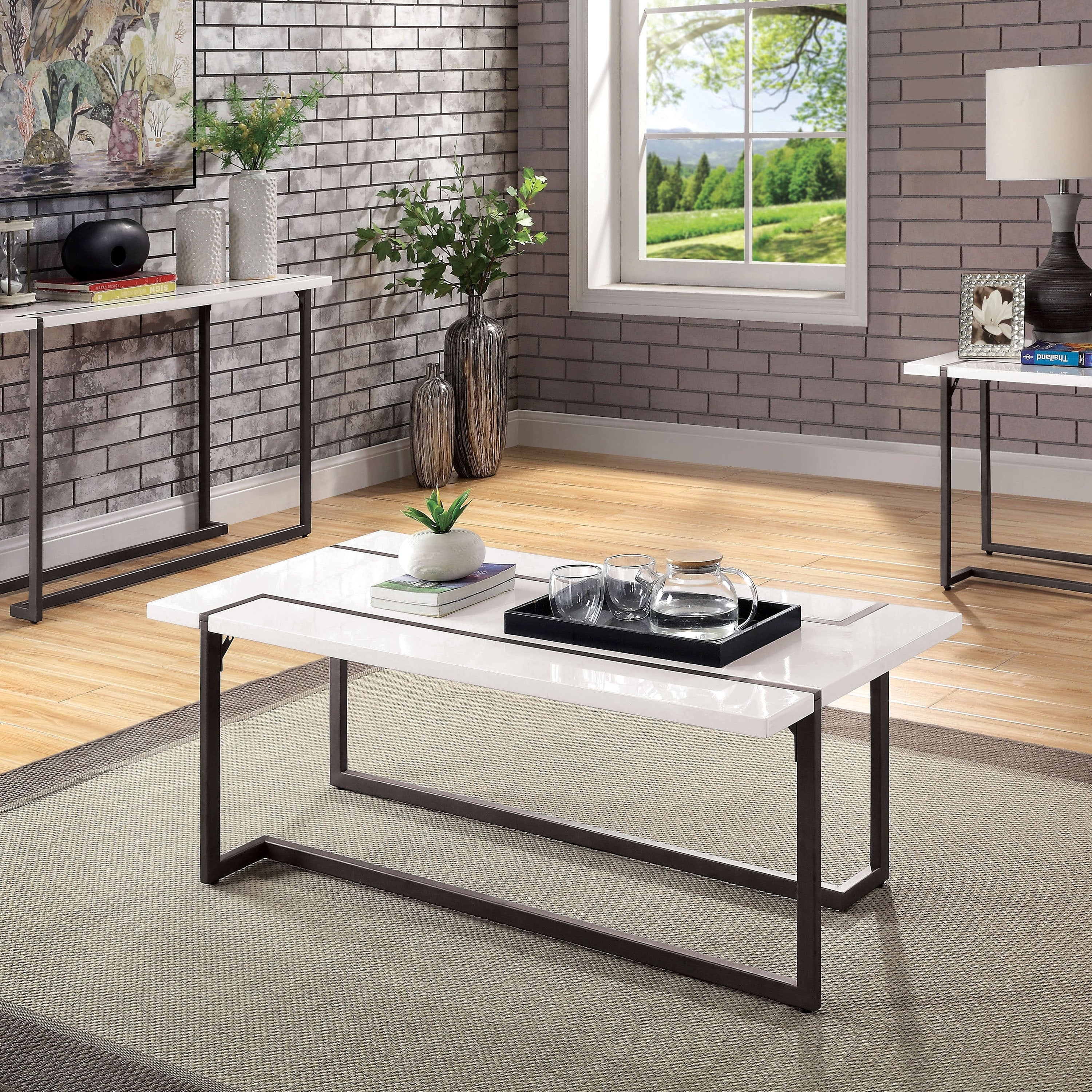 Furniture Of America Tawl Contemporary White Lacquer Coffee Table