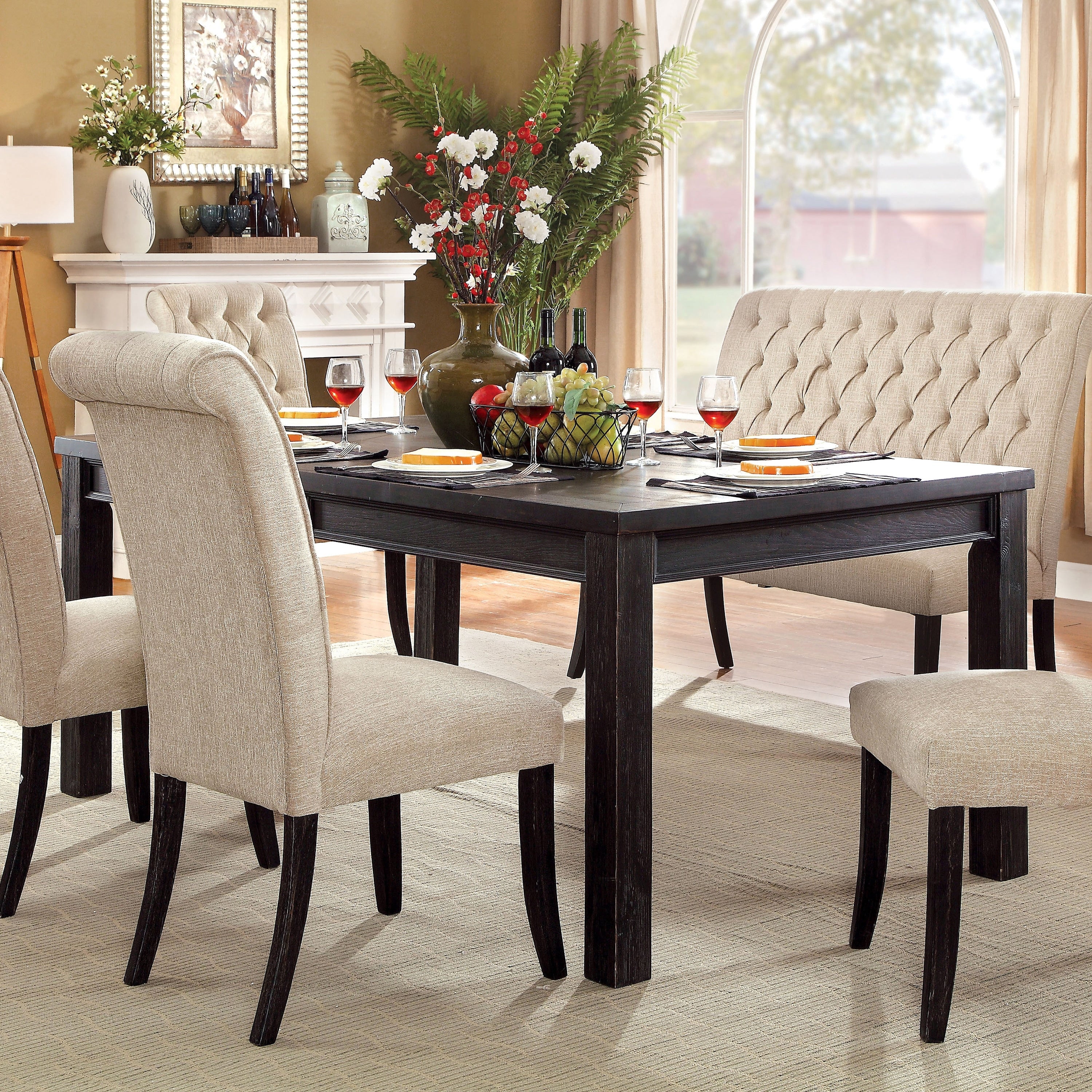 Furniture Of America Telara Contemporary Antique Black Dining Table