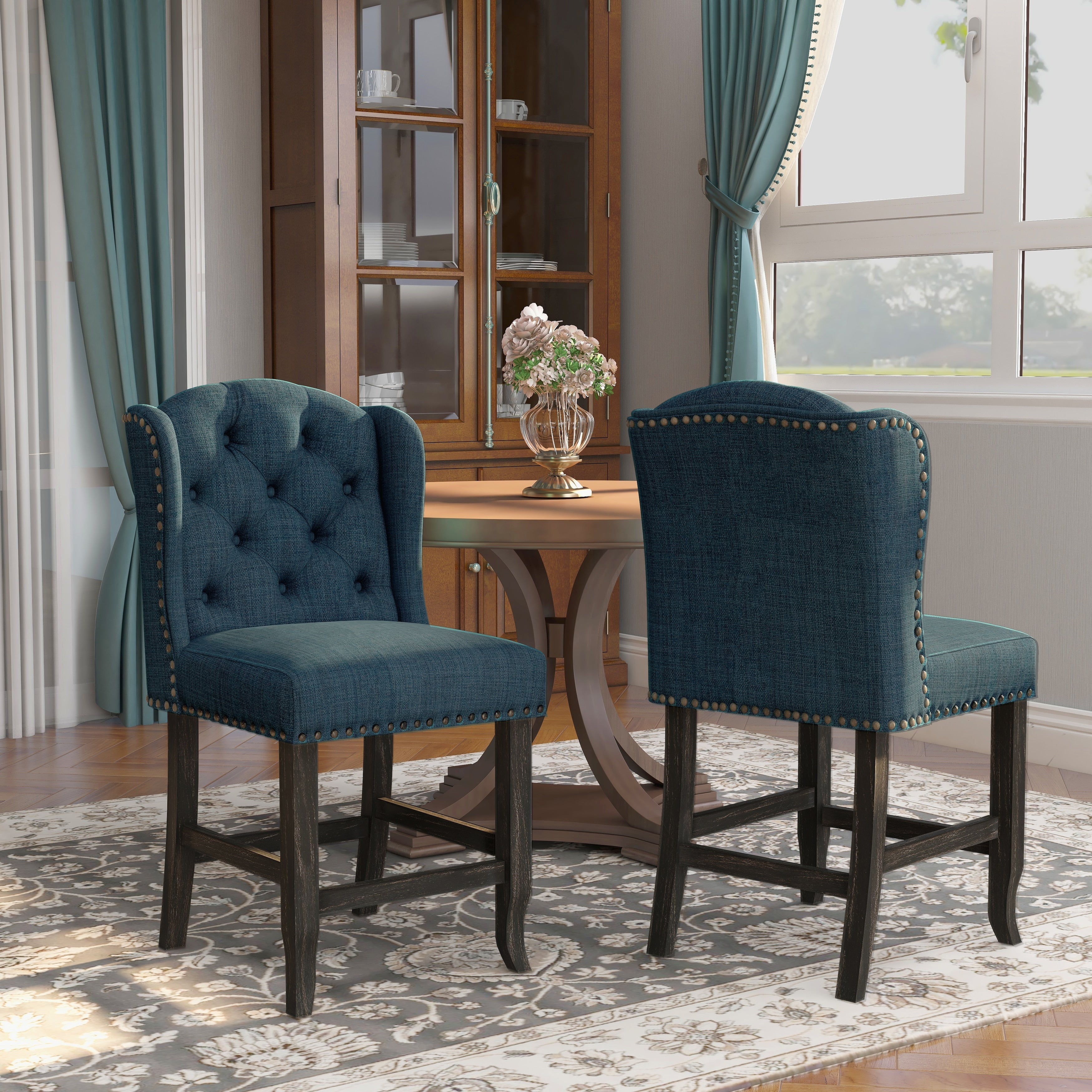 Furniture Of America Telara Contemporary Tufted Wingback 24 Inch Counter Stool Set Of 2