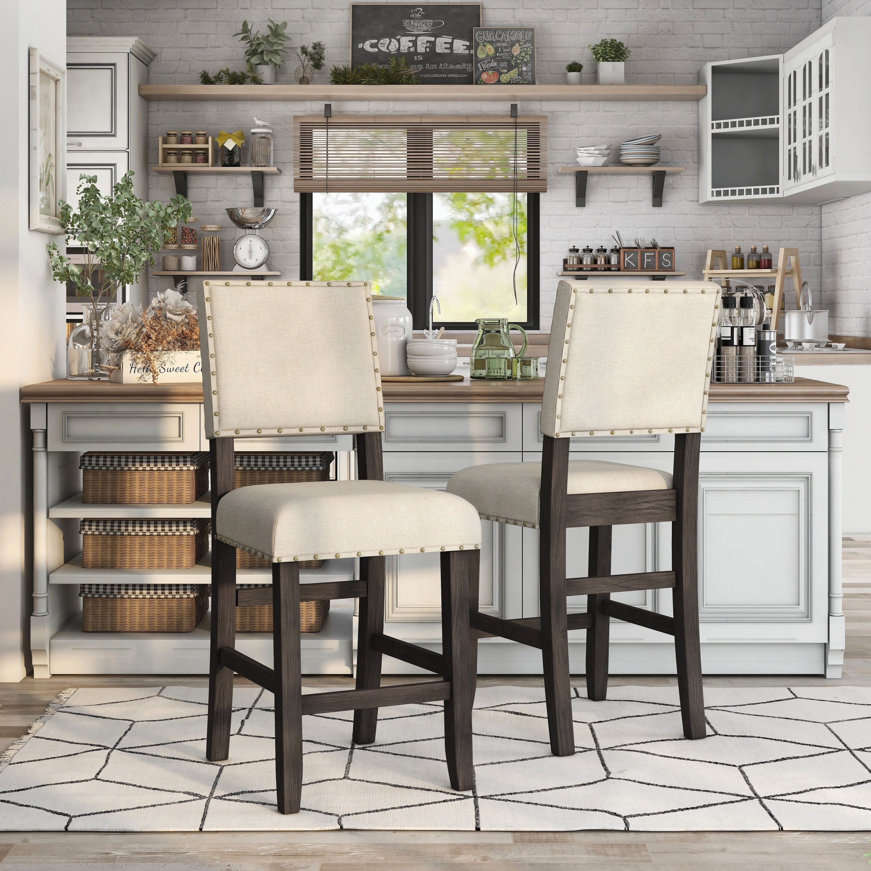Telara Rustic Antique Black Counter Stools Set Of 2 By Foa