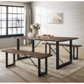 Furniture Of America Terele Walnut Finish Wood Rustic Industrial 3 Piece Dining Set