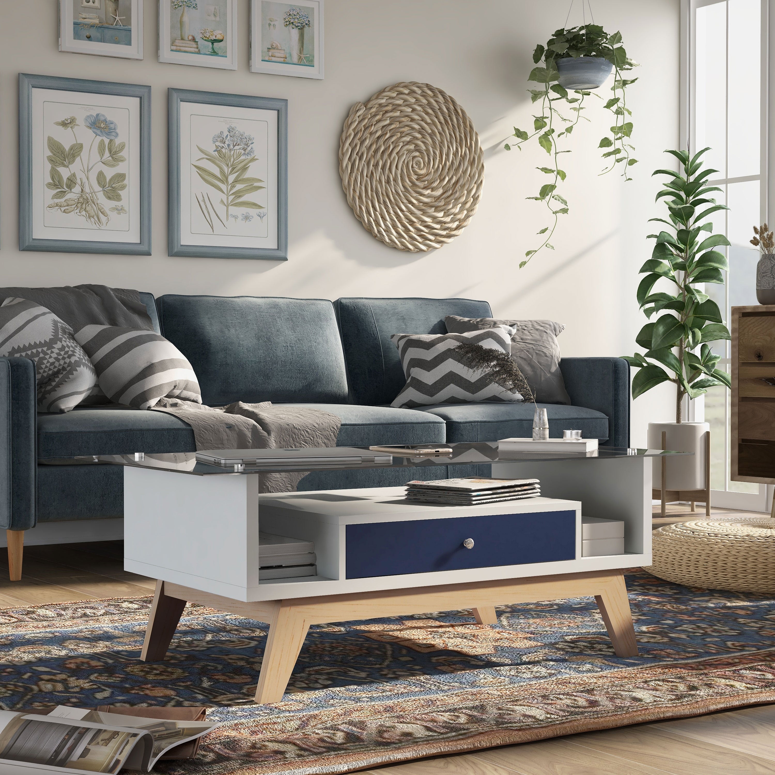 Furniture Of America Mafel Mid Century Modern Two Tone Coffee Table