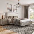 Furniture Of America Thaila Modern 2 Piece Grey Wood Upholstered Panel Bedroom Set With Led On Headboard