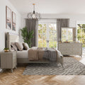 Furniture Of America Thaila Modern 4 Piece Grey Wood Upholstered Panel Bedroom Set With Led On Headboard