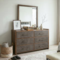 Furniture Of America Thalv Mid Century Modern 2 Piece Two Tone Dark Walnut Wood 6 Drawer Dresser And Mirror Set