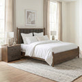 Furniture Of America Thalv Mid Century Modern 2 Piece Two Tone Dark Walnut Wood And Faux Leather Bedroom Set