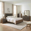 Furniture Of America Thalv Mid Century Modern 6 Piece Two Tone Dark Walnut Wood And Faux Leather Bedroom Set
