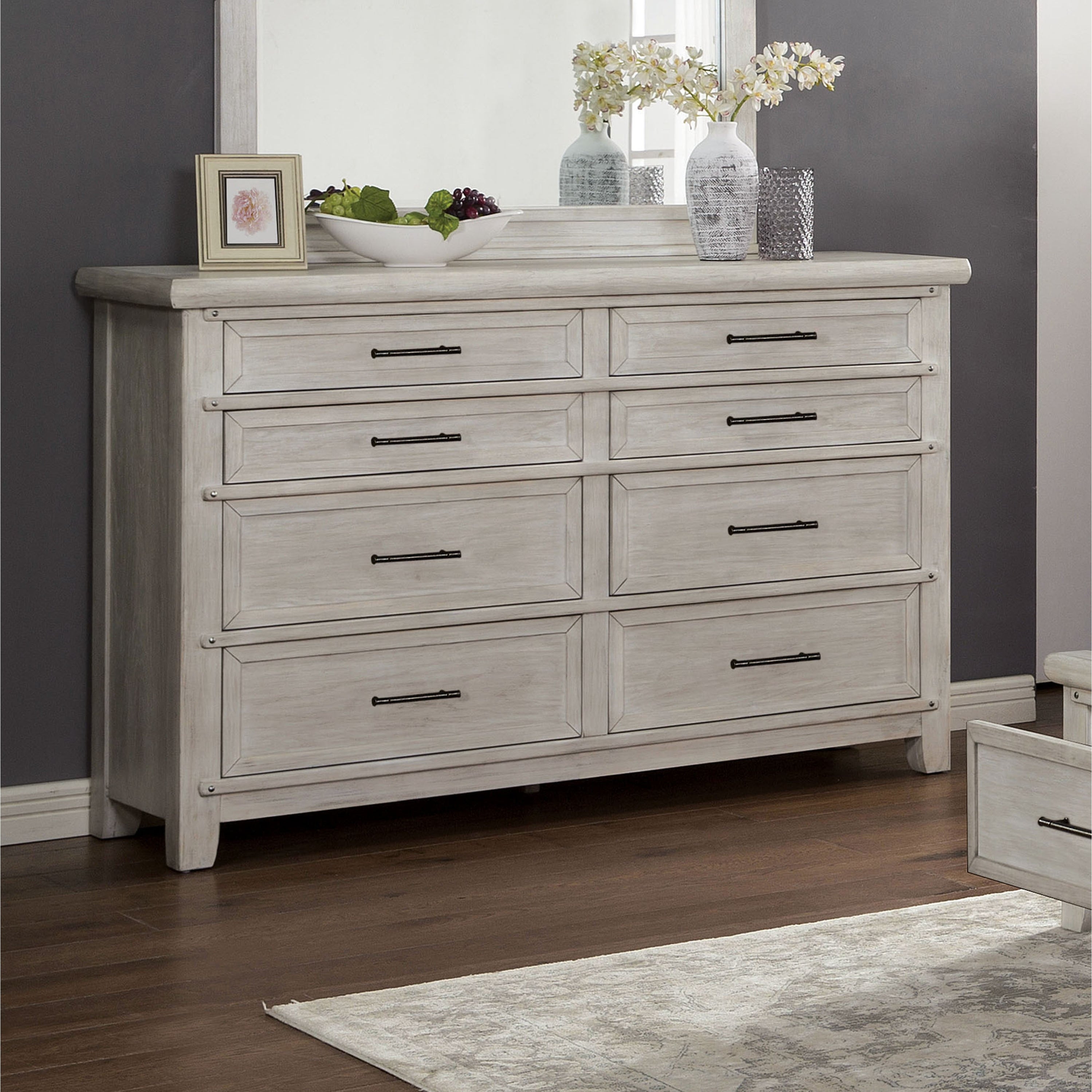 Furniture Of America Tiwo Transitional Antique White Solid Wood Dresser