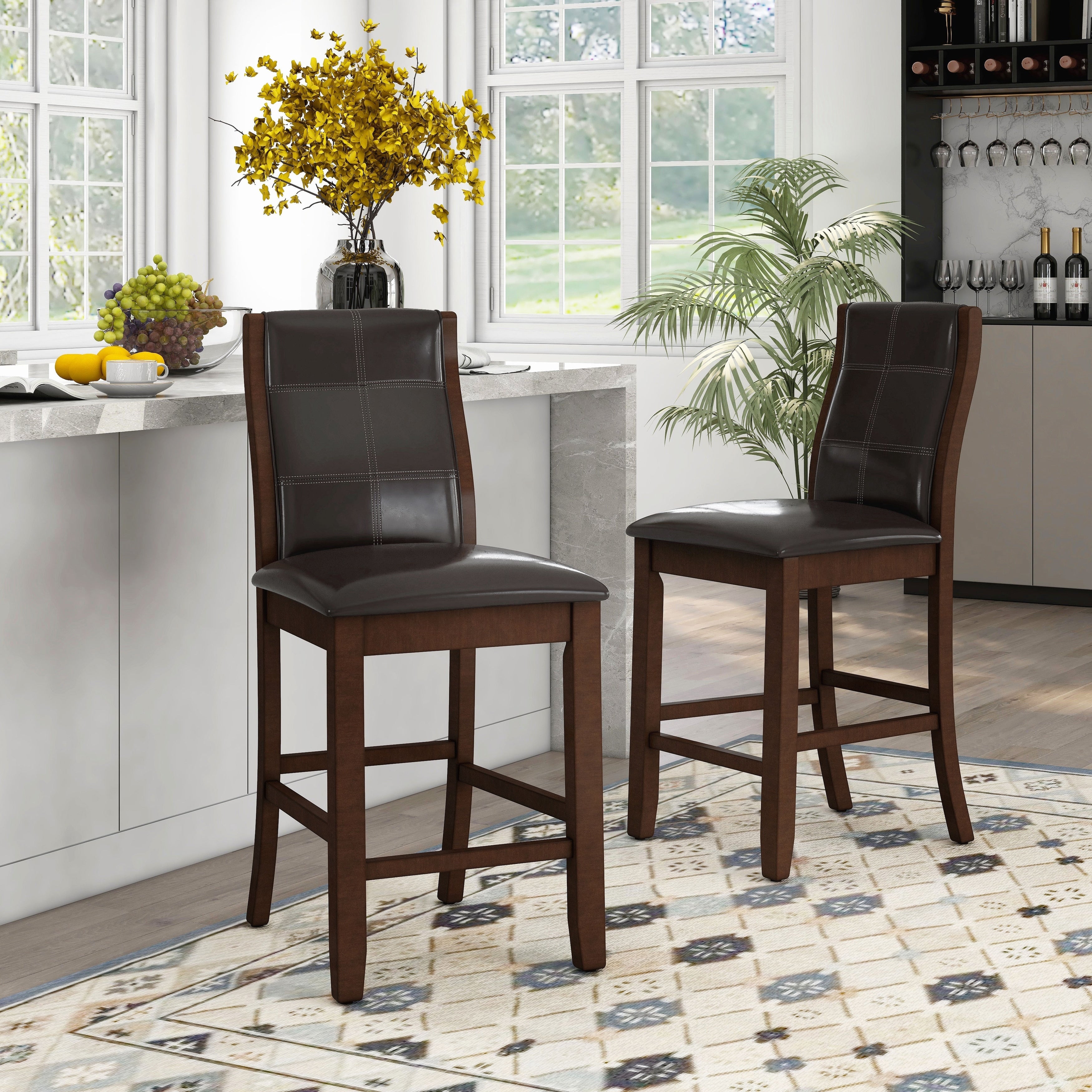 Copper Grove Chapleau Leatherette 25 Inch Counter Height Dining Chairs Set Of 2