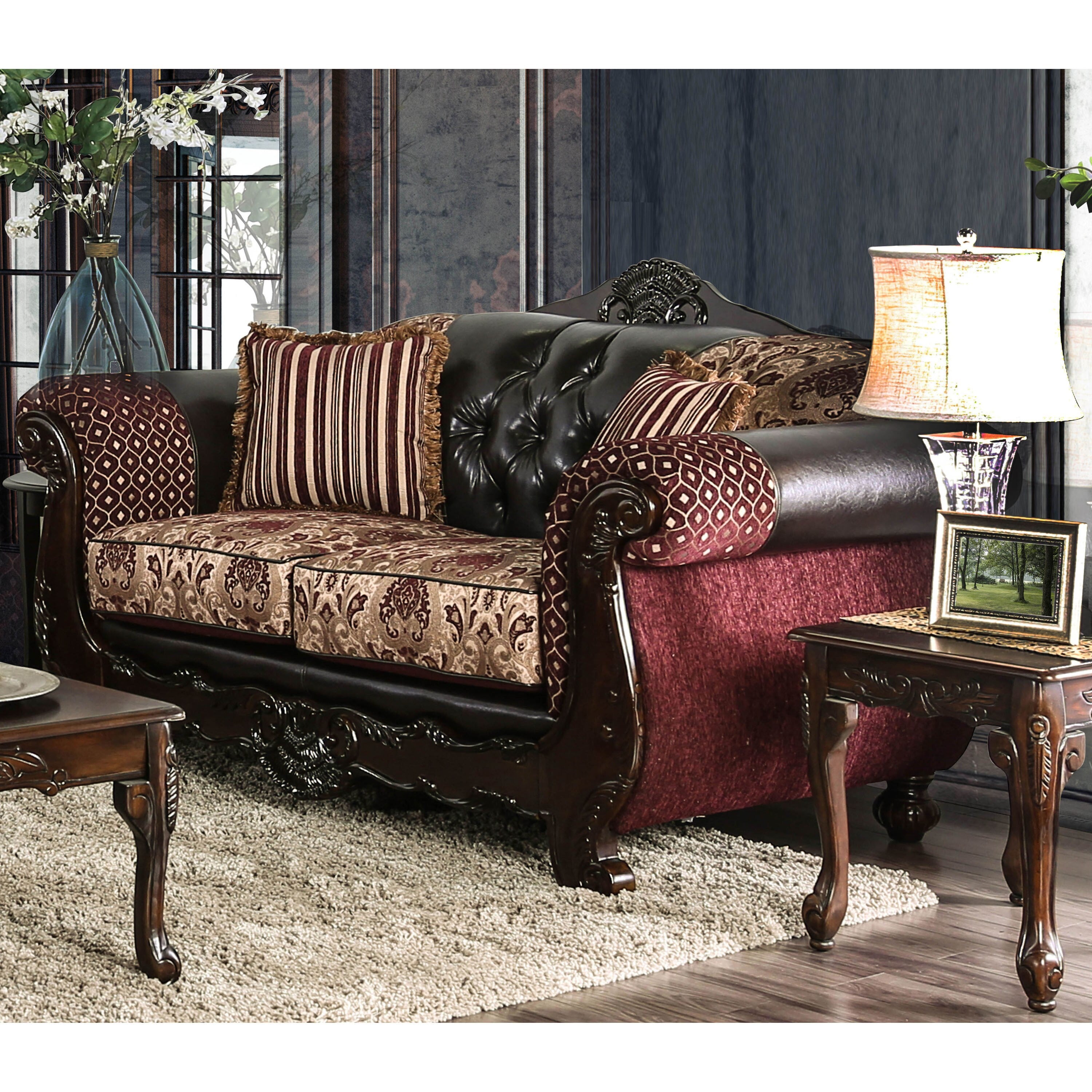 Furniture Of America Townsend Traditional Tufted Chenille Loveseat