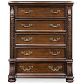Ellianne Traditional Brown Cherry 5 Drawer Chest By Foa