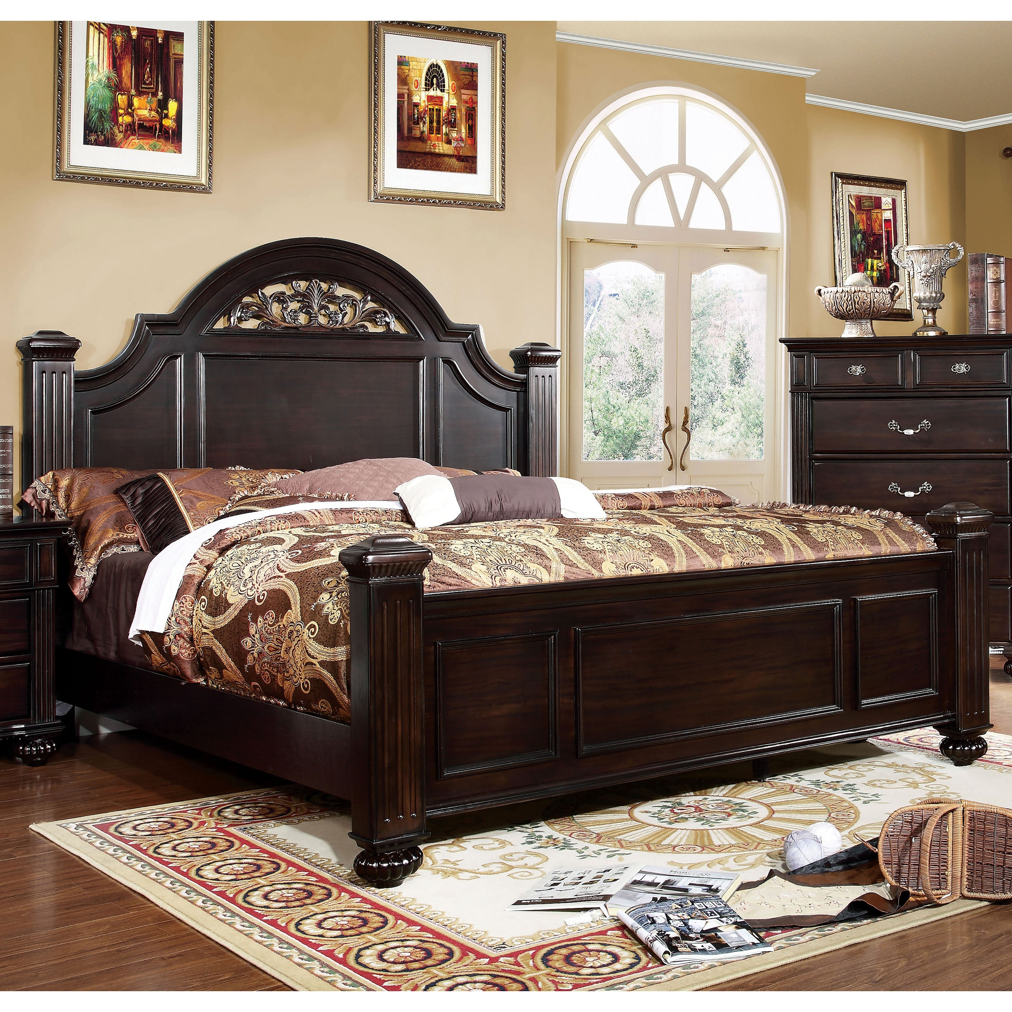 Grande Classic Queen Dark Walnut Bed By Foa