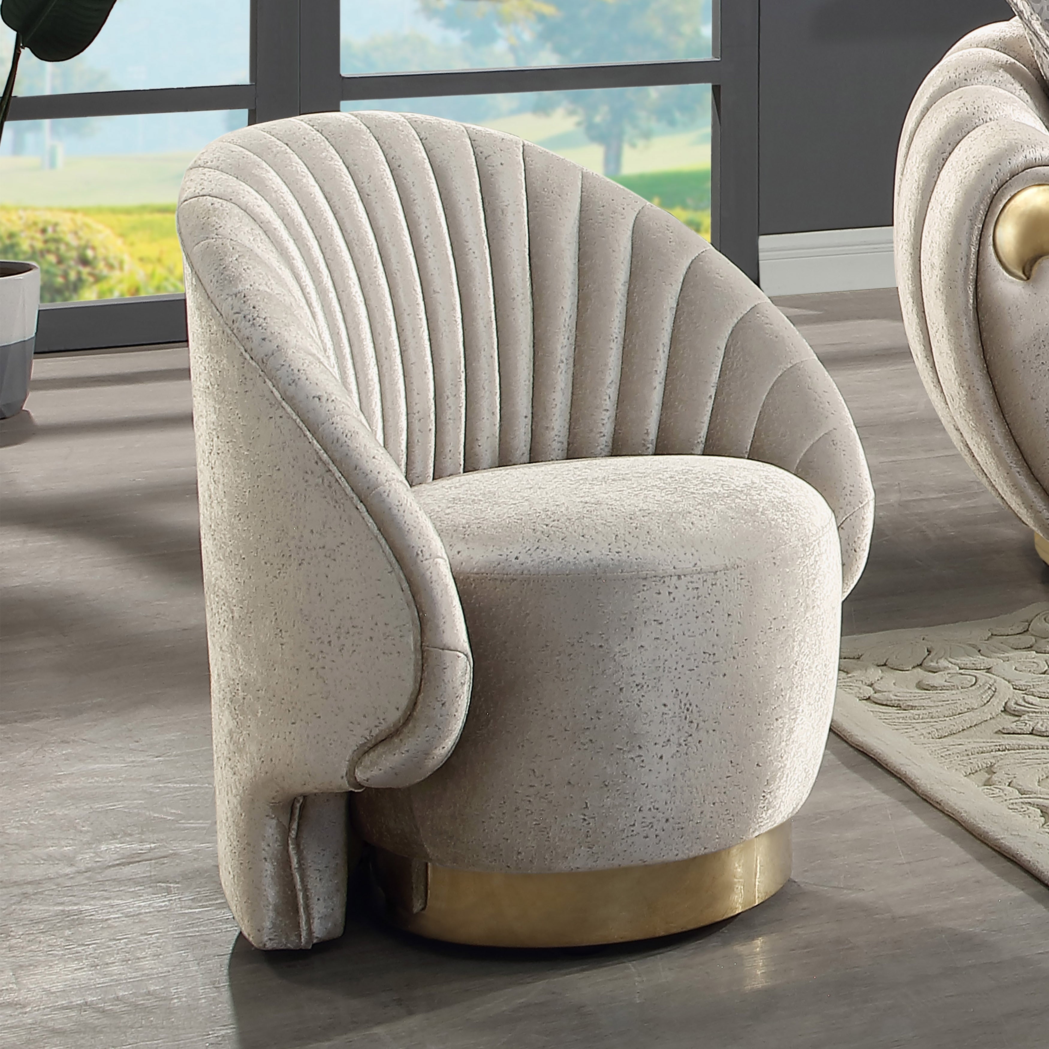 Furniture Of America Vesper Glam Metallic Taupe Curved Back Chair