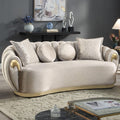 Furniture Of America Vesper Glam Metallic Taupe Curved Back Sofa With Accent Pillows