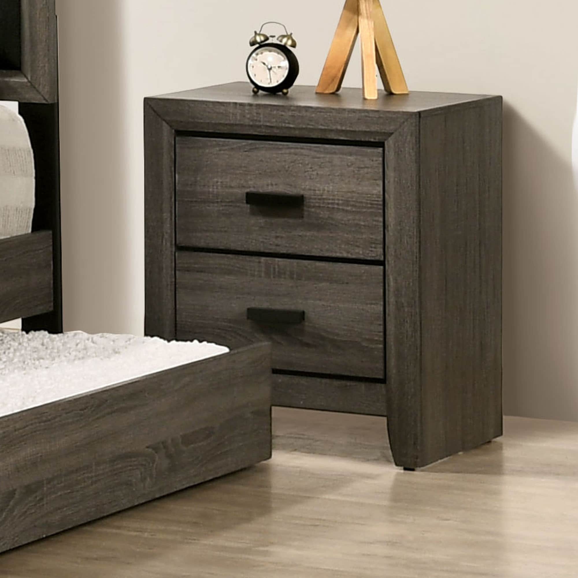 Furniture Of America Vilk Transitional Grey Solid Wood Nightstand