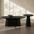 Furniture Of America Vitten Modern 2 Piece Solid Wood Cone Shaped Pedestal Base Oval Cocktail Table Set