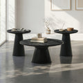 Furniture Of America Vitten Modern 3 Piece Solid Wood 36 Inch Cone Shaped Pedestal Base Coffee Table And 2 End Tables Set