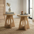 Furniture Of America Vitten Modern Solid Wood Cutout Pedestal Base Round End Table Set Of 2