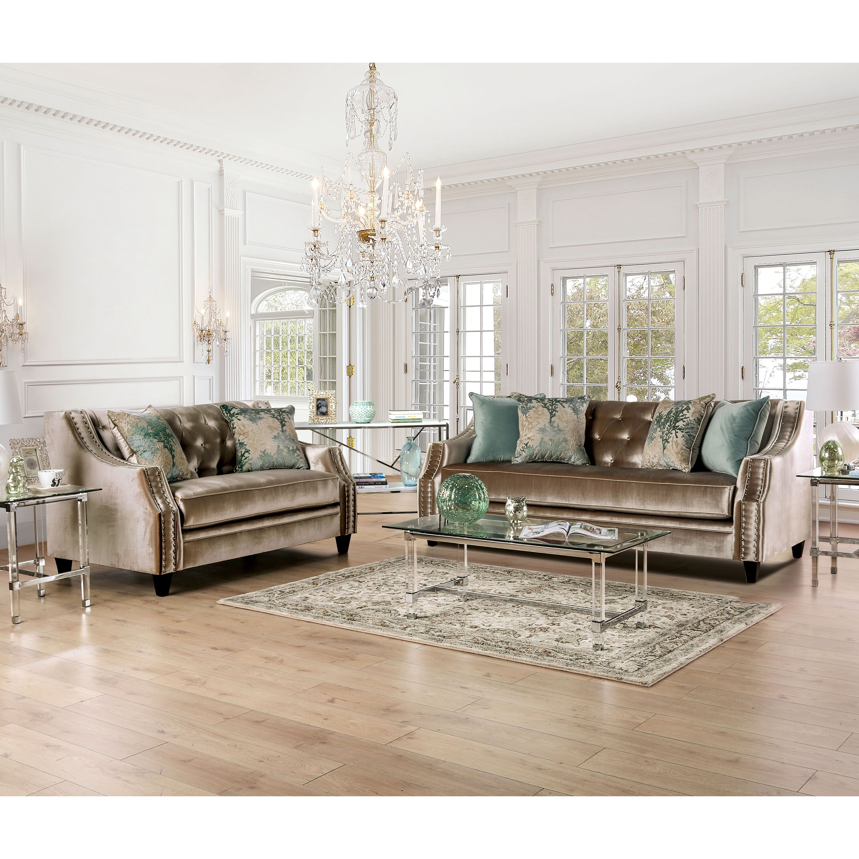 Furniture Of America Vynn Transitional Chenille 2 Piece Living Room Set