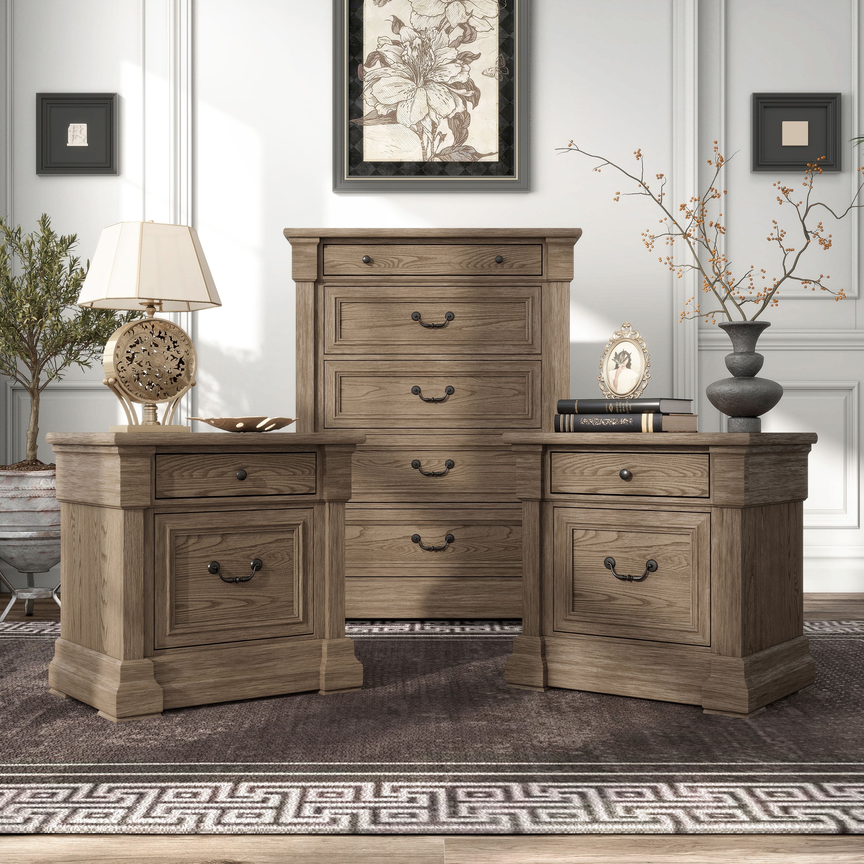 Furniture Of America Wacine 3 Piece Weathered Grey Wood Chest And 2 Nightstand Bedroom Set
