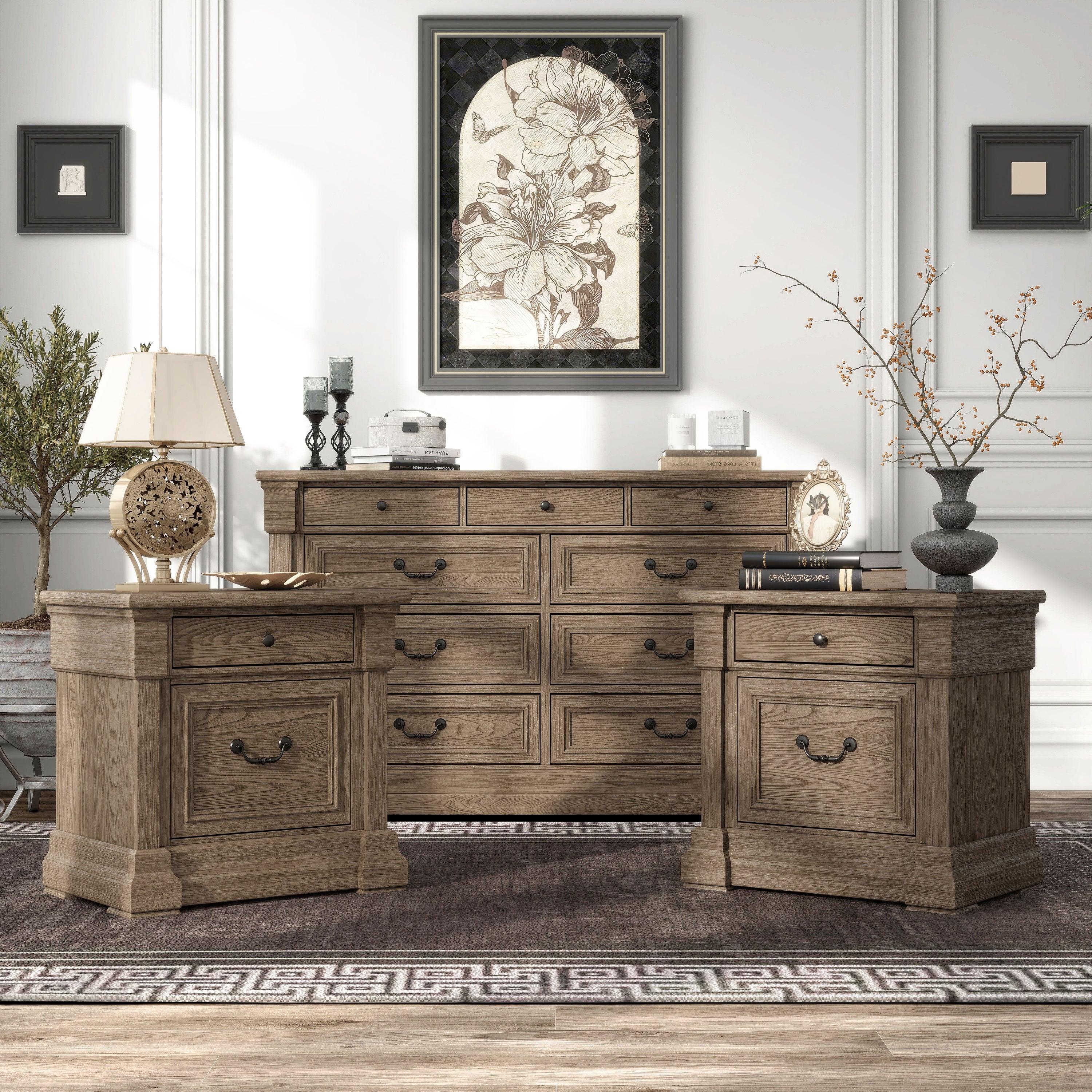 Furniture Of America Wacine 3 Piece Weathered Grey Wood Dresser And 2 Nightstand Bedroom Set