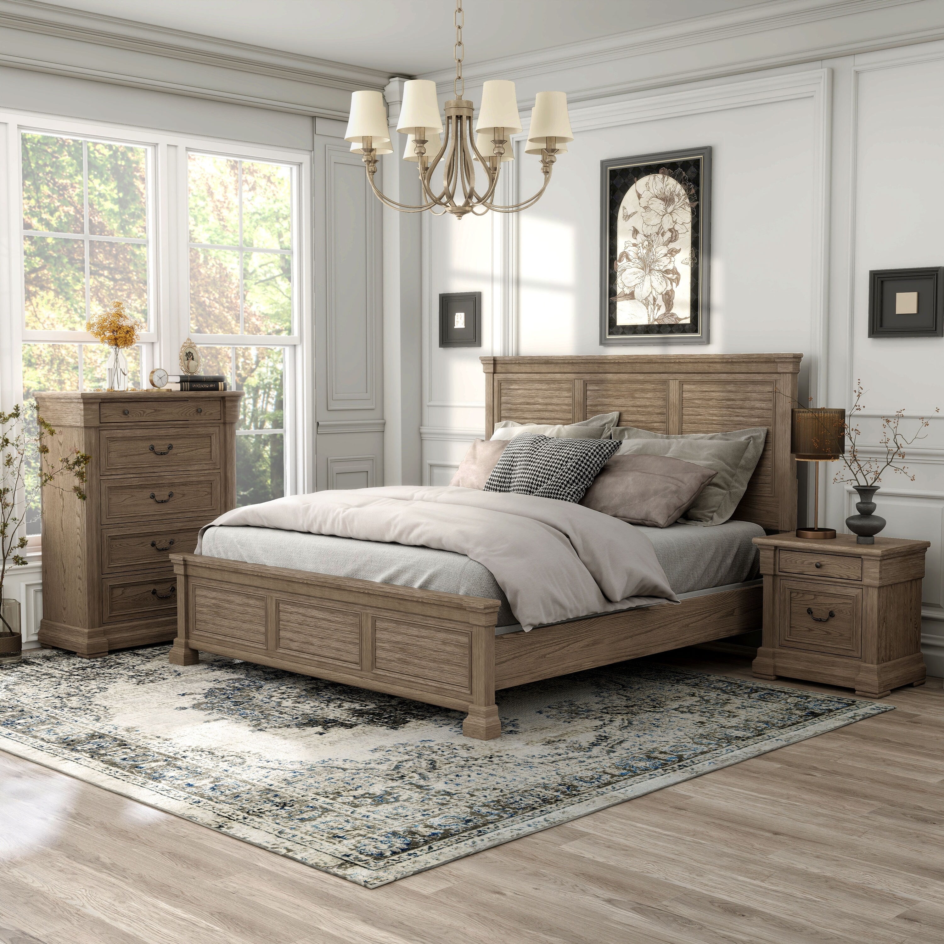 Furniture Of America Wacine 3 Piece Weathered Grey Wood Panel Bedroom Set