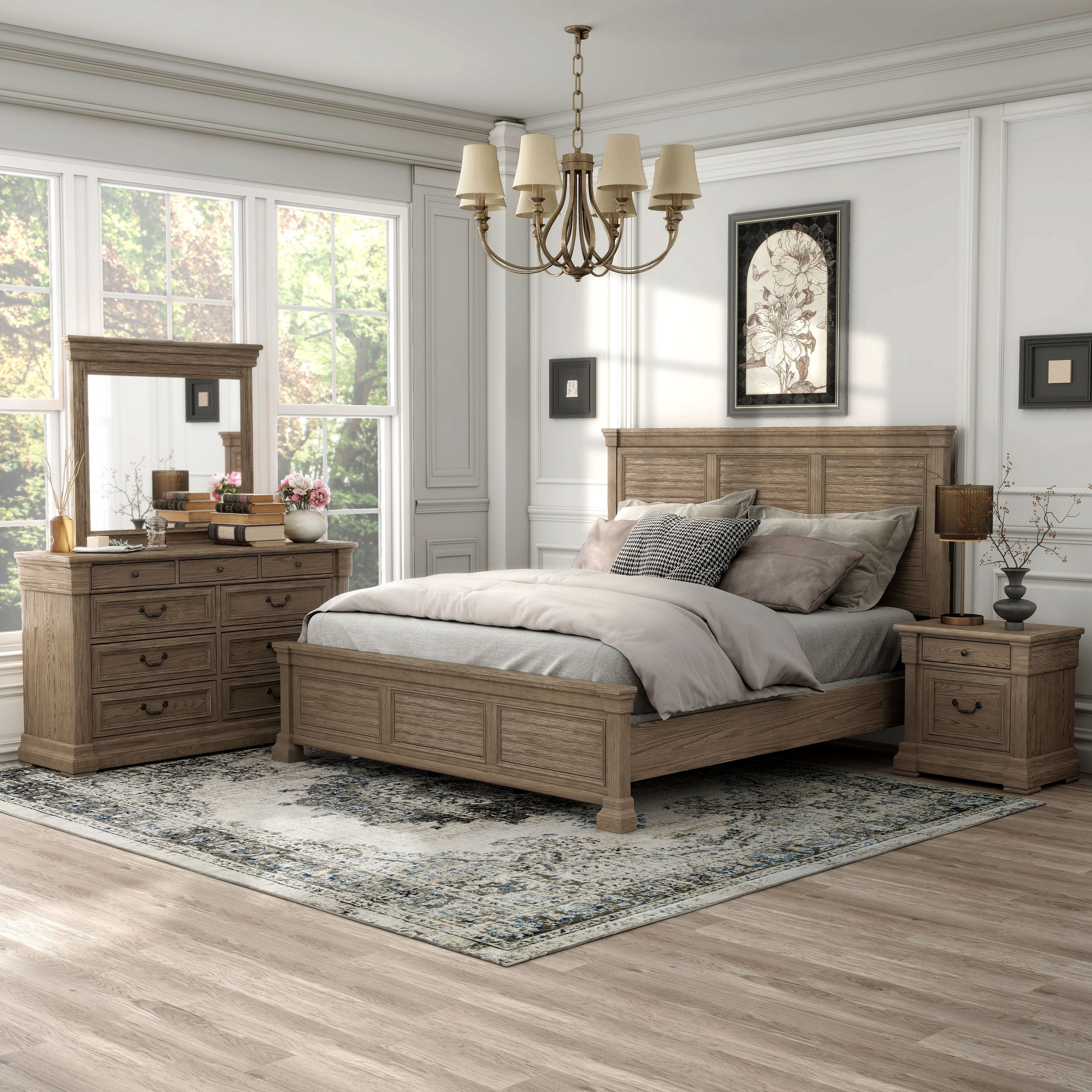 Furniture Of America Wacine 4 Piece Weathered Grey Wood Panel Bedroom Set