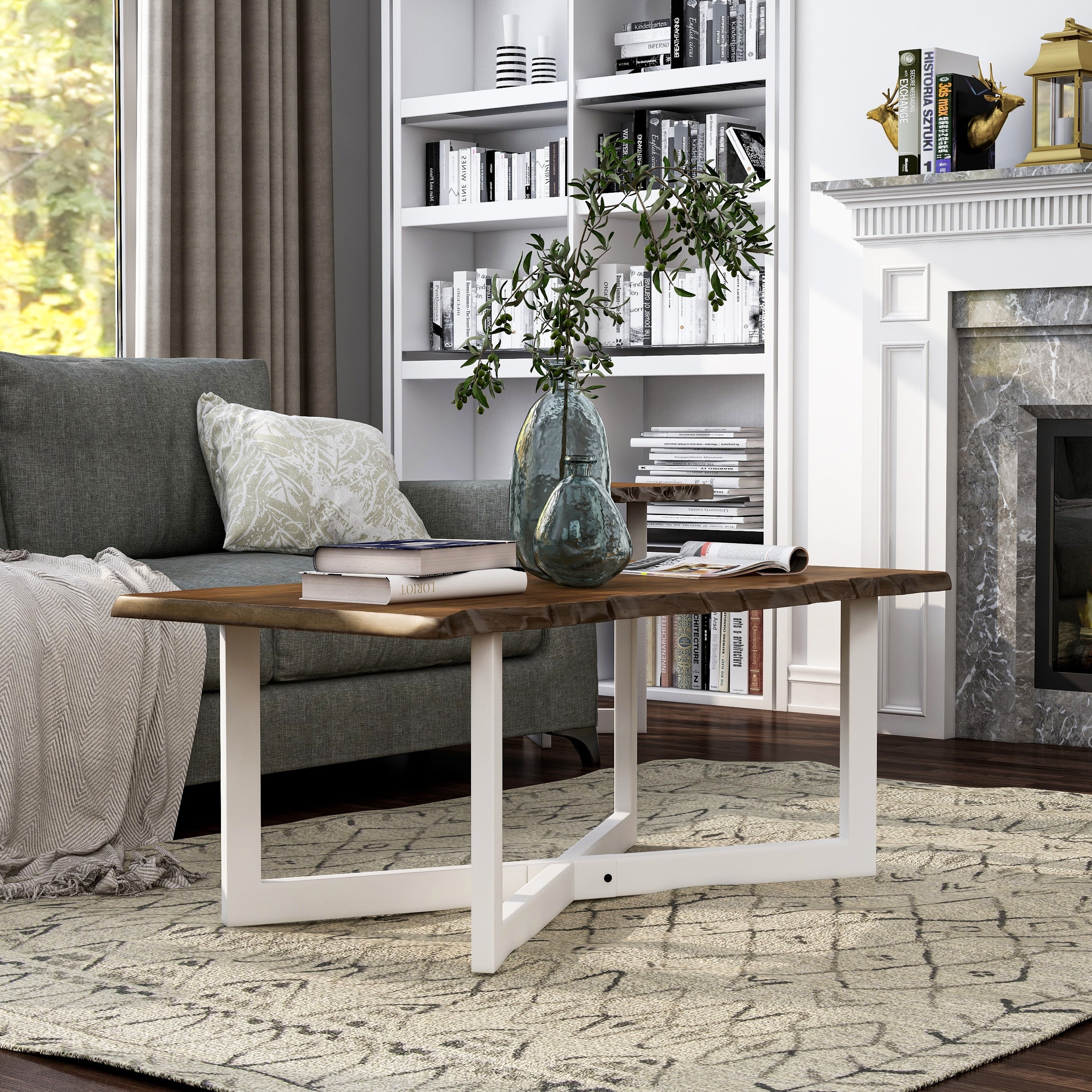 Furniture Of America Wallgren Transitional Oak And White Coffee Table
