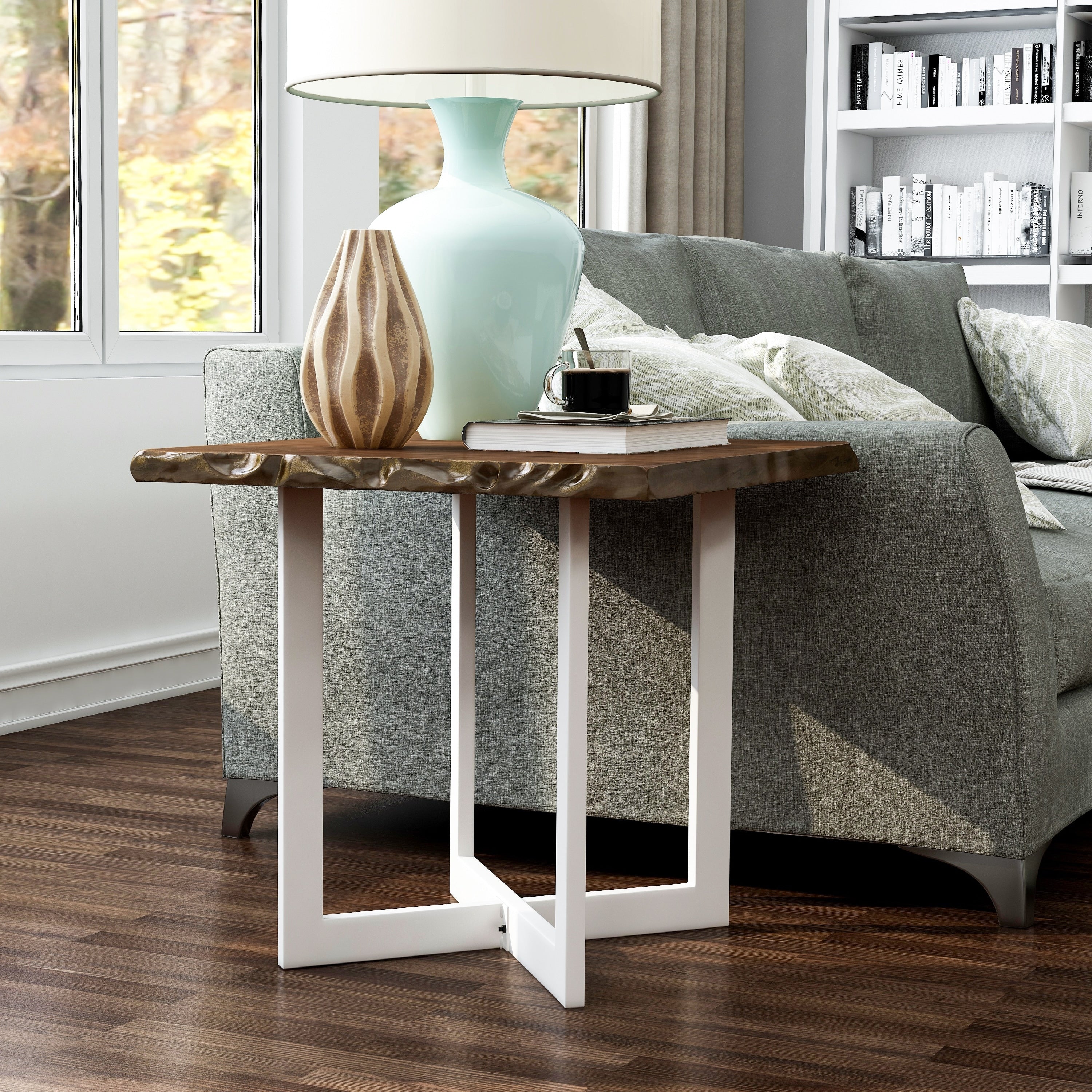 Furniture Of America Wallgren Transitional Oak And White End Table