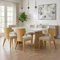 Furniture Of America Wayley Modern 7 Piece Solid Wood Genuine Marble Top Dining Table Set