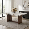 Furniture Of America Wayley Modern Solid Wood Genuine Marble Top Dining Table
