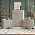 Furniture Of America Weegin Modern 3 Piece White Oak Wood Chest And 2 Nightstand Bedroom Set