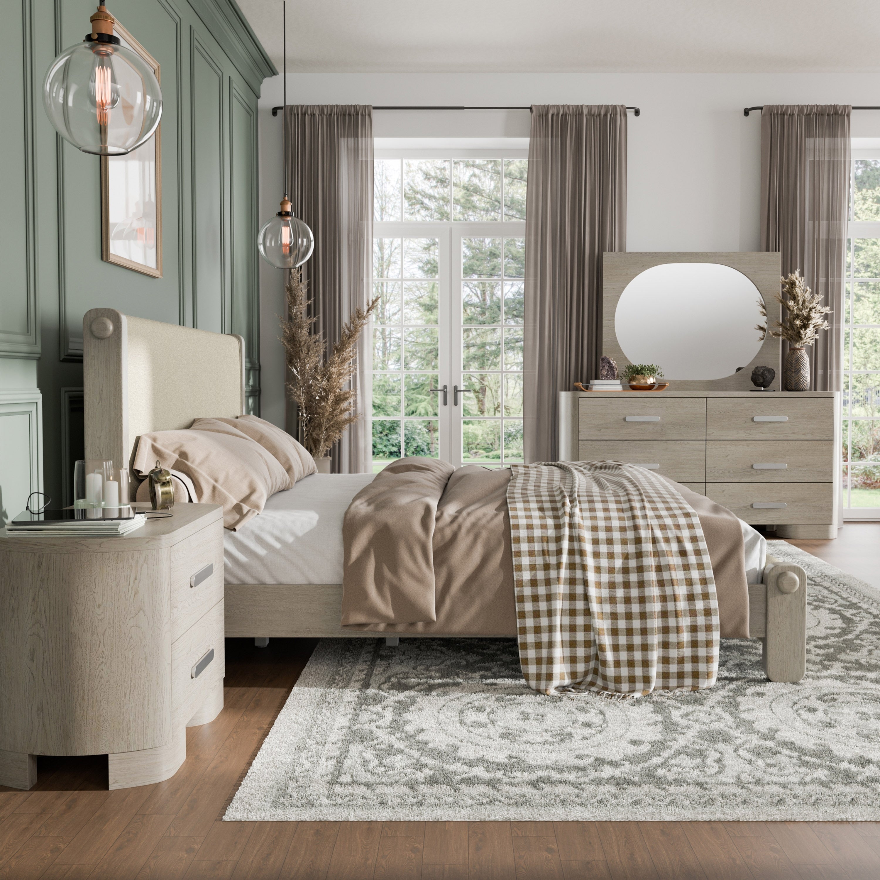 Furniture Of America Weegin Modern 4 Piece White Oak Wood Panel Bedroom Set