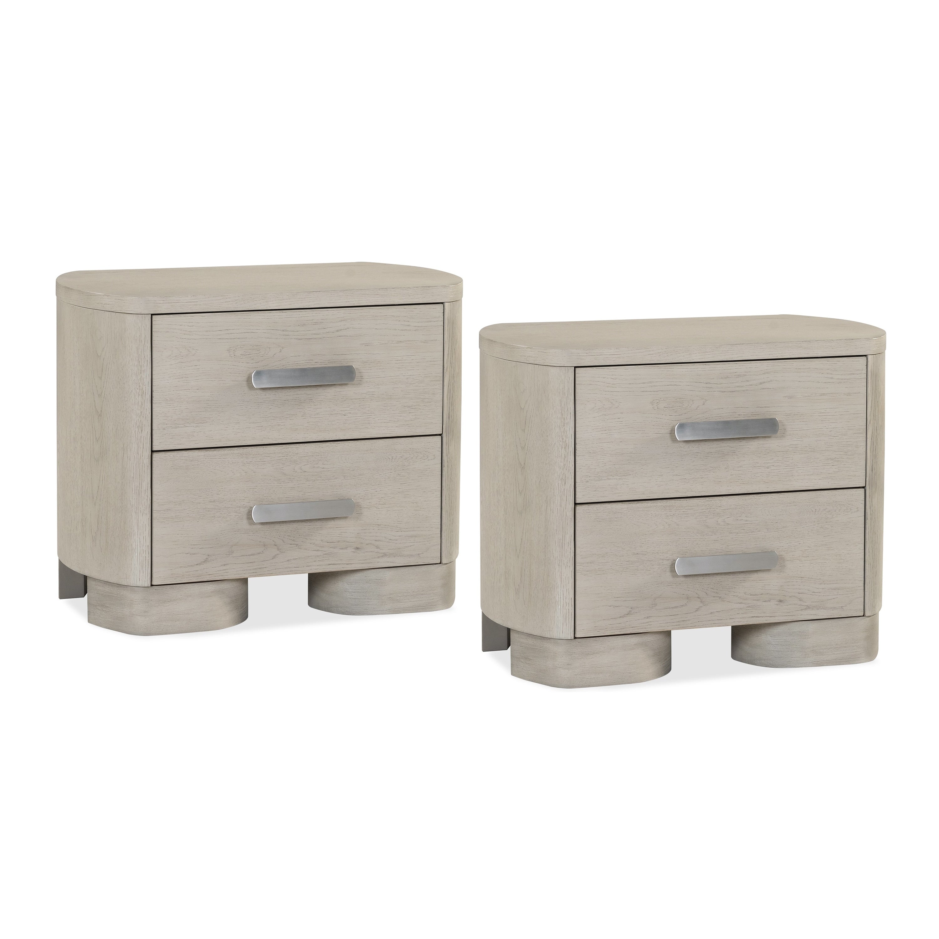 Furniture Of America Weegin Modern White Oak Solid Wood 2 Drawer Nightstand With Usb Ports Set Of 2