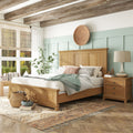 Furniture Of America Wellington Farmhouse 2 Piece Natural Oak Wood Panel Bedroom Set