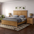 Furniture Of America Wellington Farmhouse 3 Piece Natural Oak Wood Panel Bed And 2 Nightstand Bedroom Set