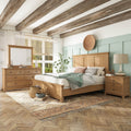 Furniture Of America Wellington Farmhouse 4 Piece Natural Oak Wood Panel Bedroom Set