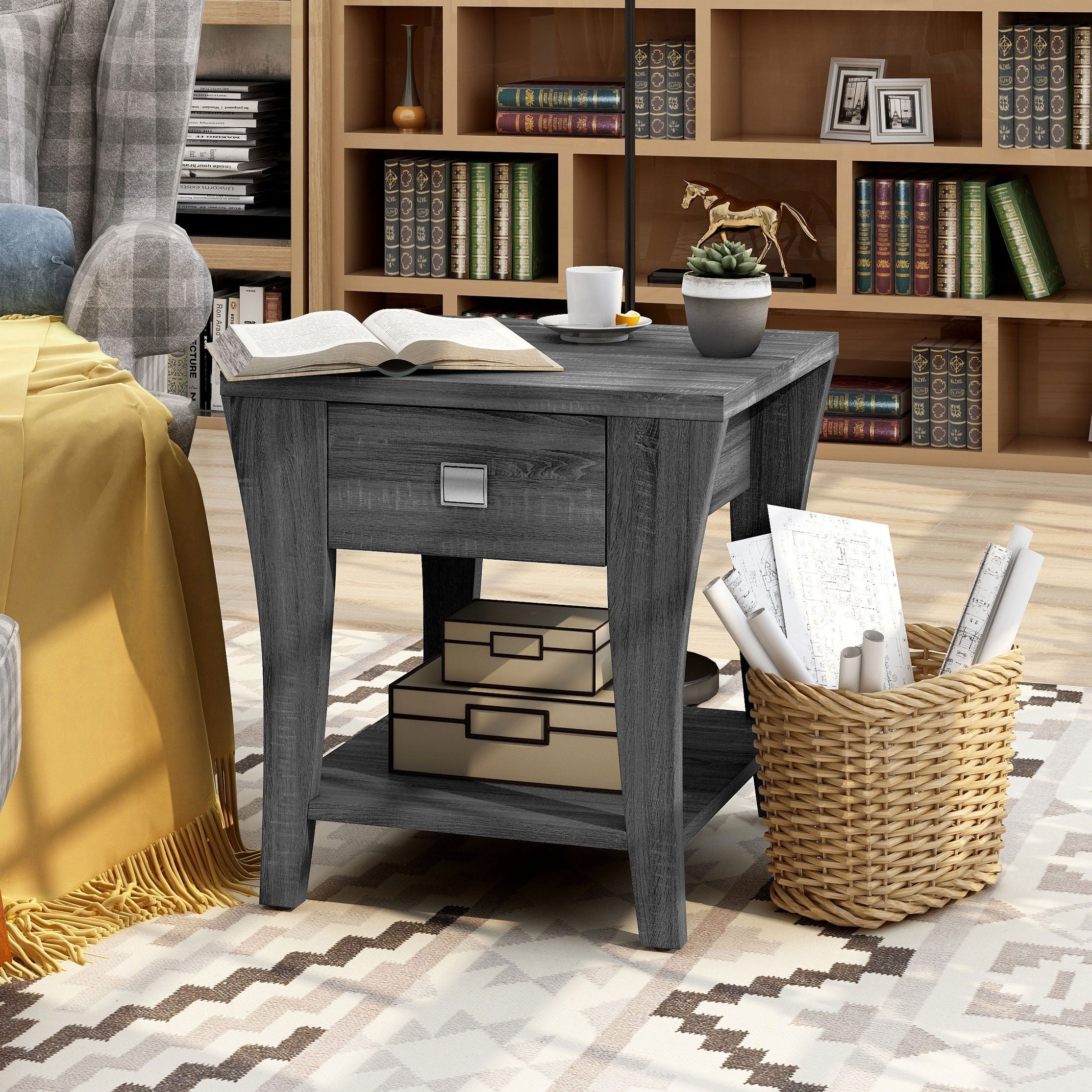 Furniture Of America Percy Contemporary Grey End Table