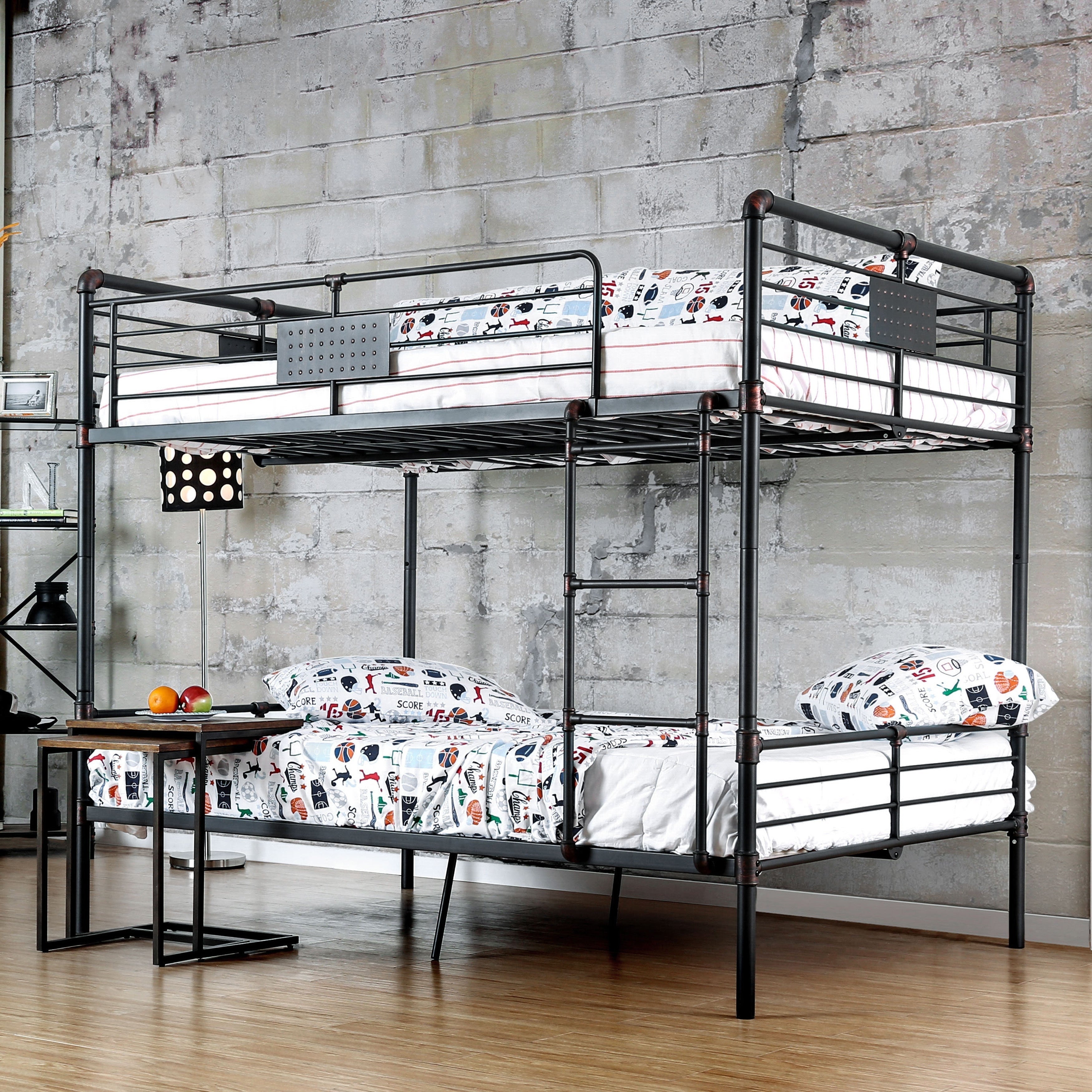 Furniture Of America Herman Industrial Antique Black Full Over Full Bunk Bed