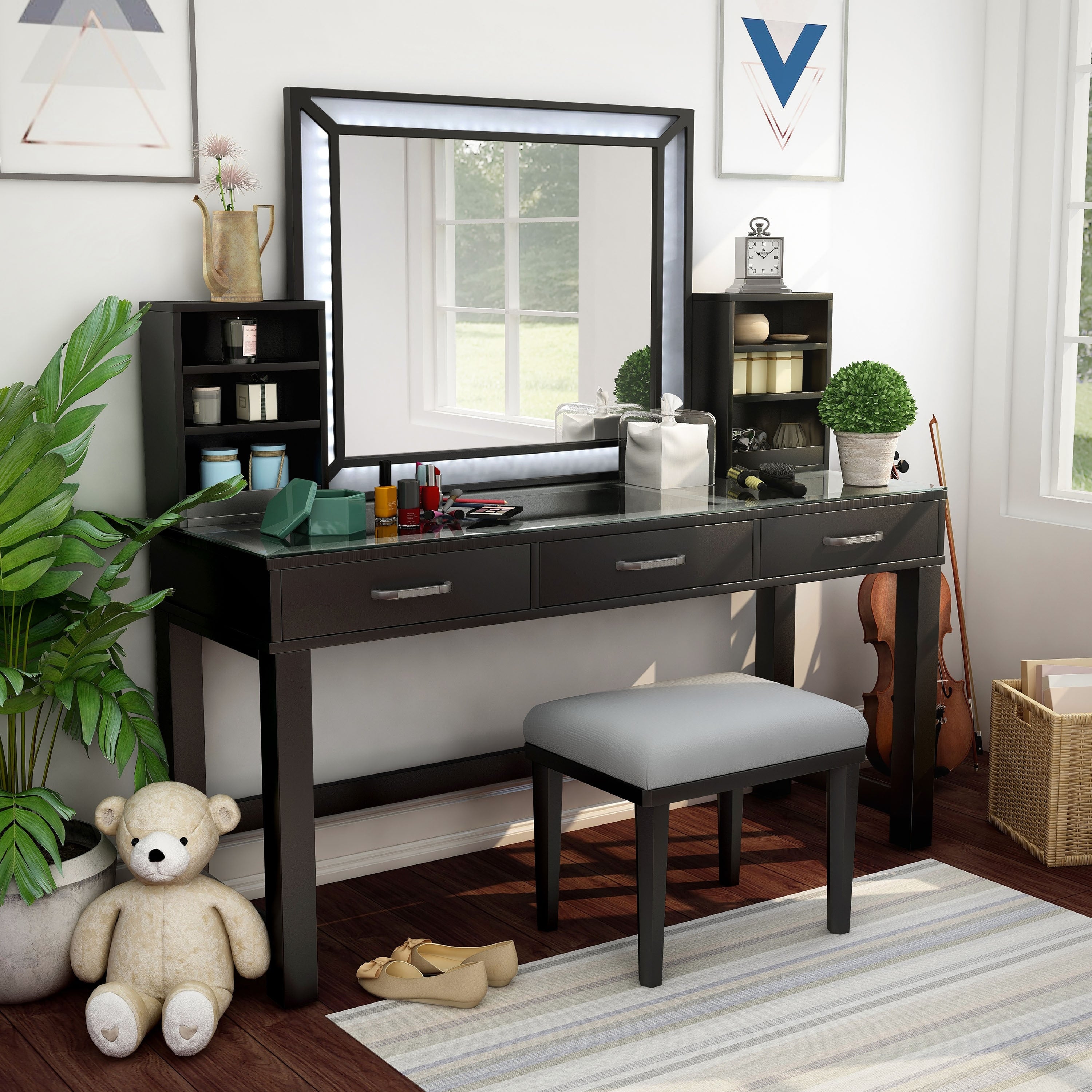 Furniture Of America Wres Contemporary Solid Wood Vanity Set