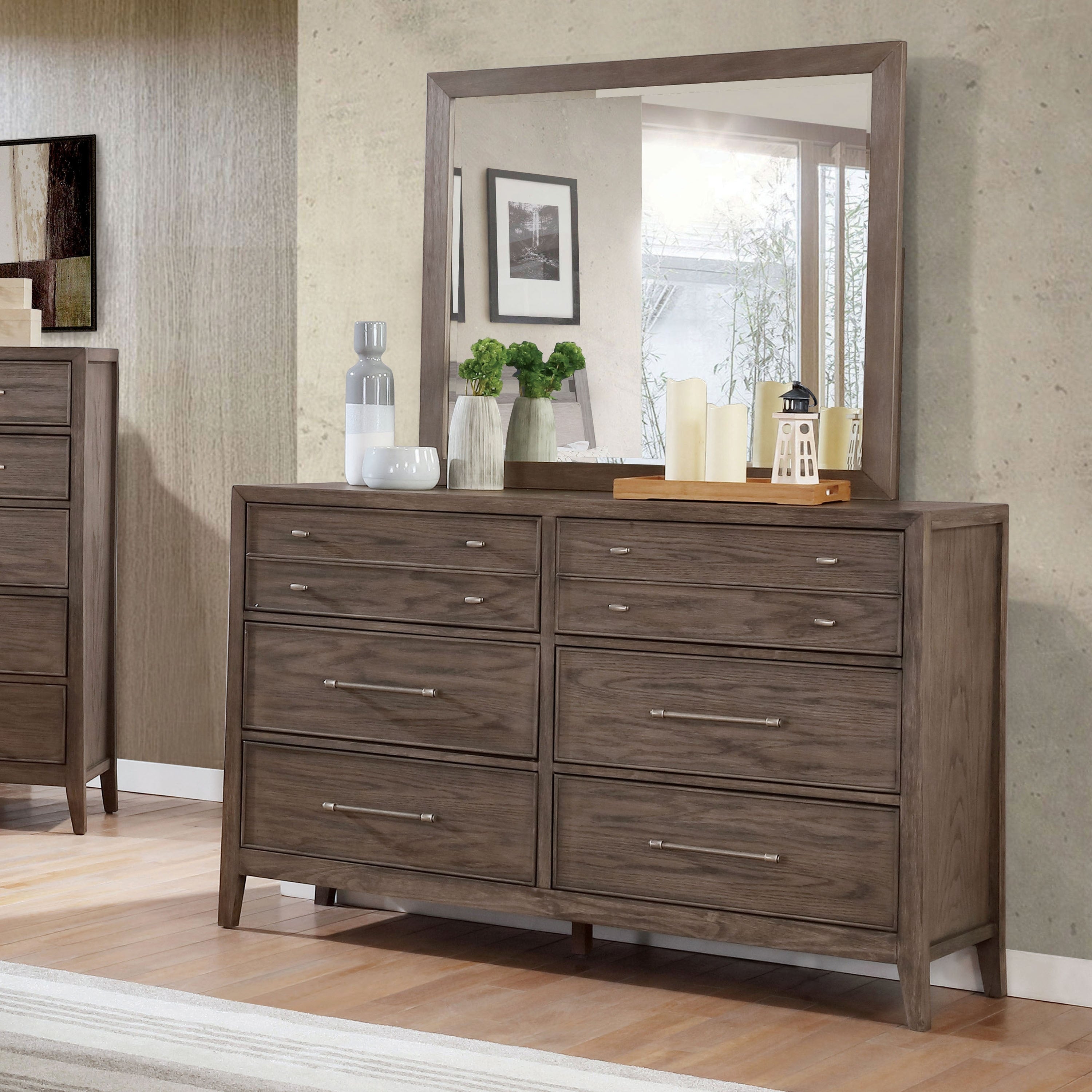 Furniture Of America Wria Transitional Grey Dresser And Mirror Set