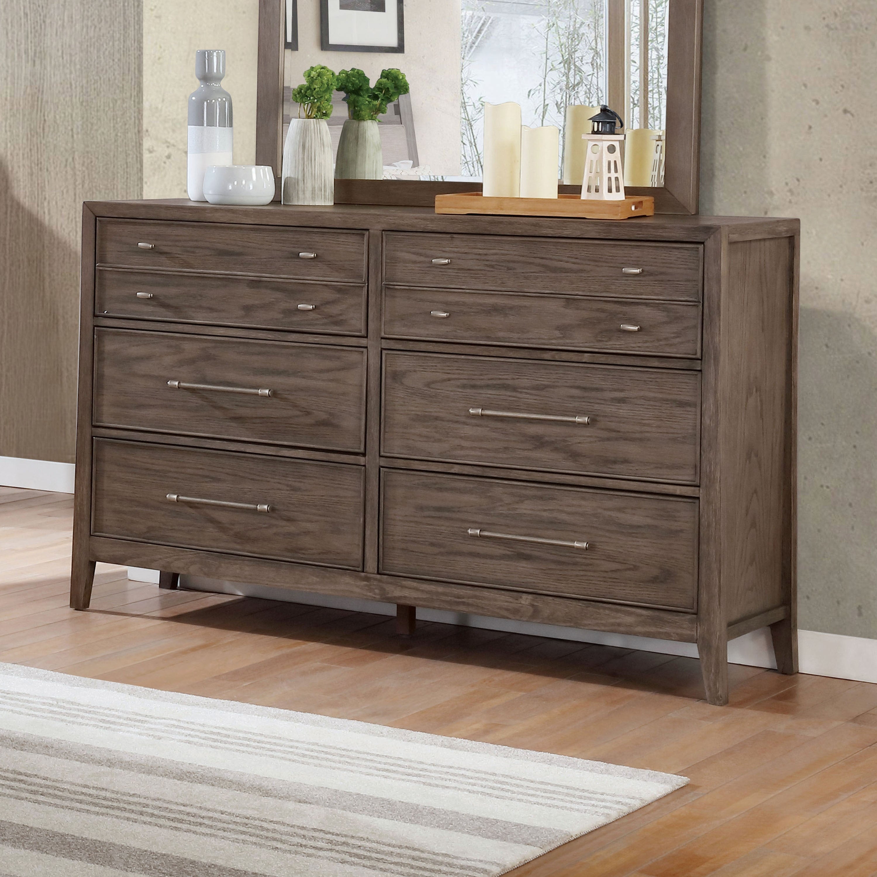 Furniture Of America Wria Transitional Grey Solid Wood Dresser