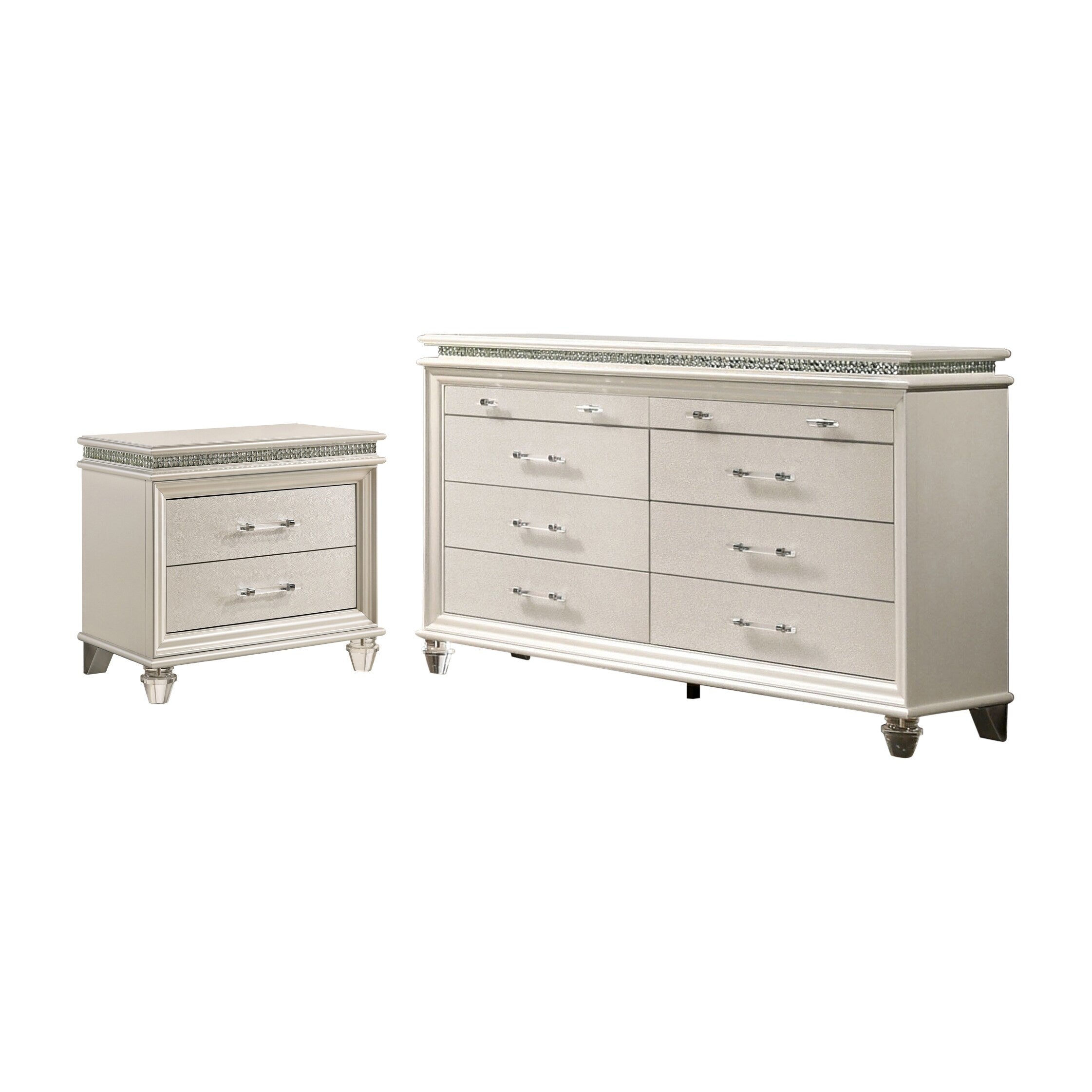 Furniture Of America Xian White 2 Piece Nighstand And Dresser Set