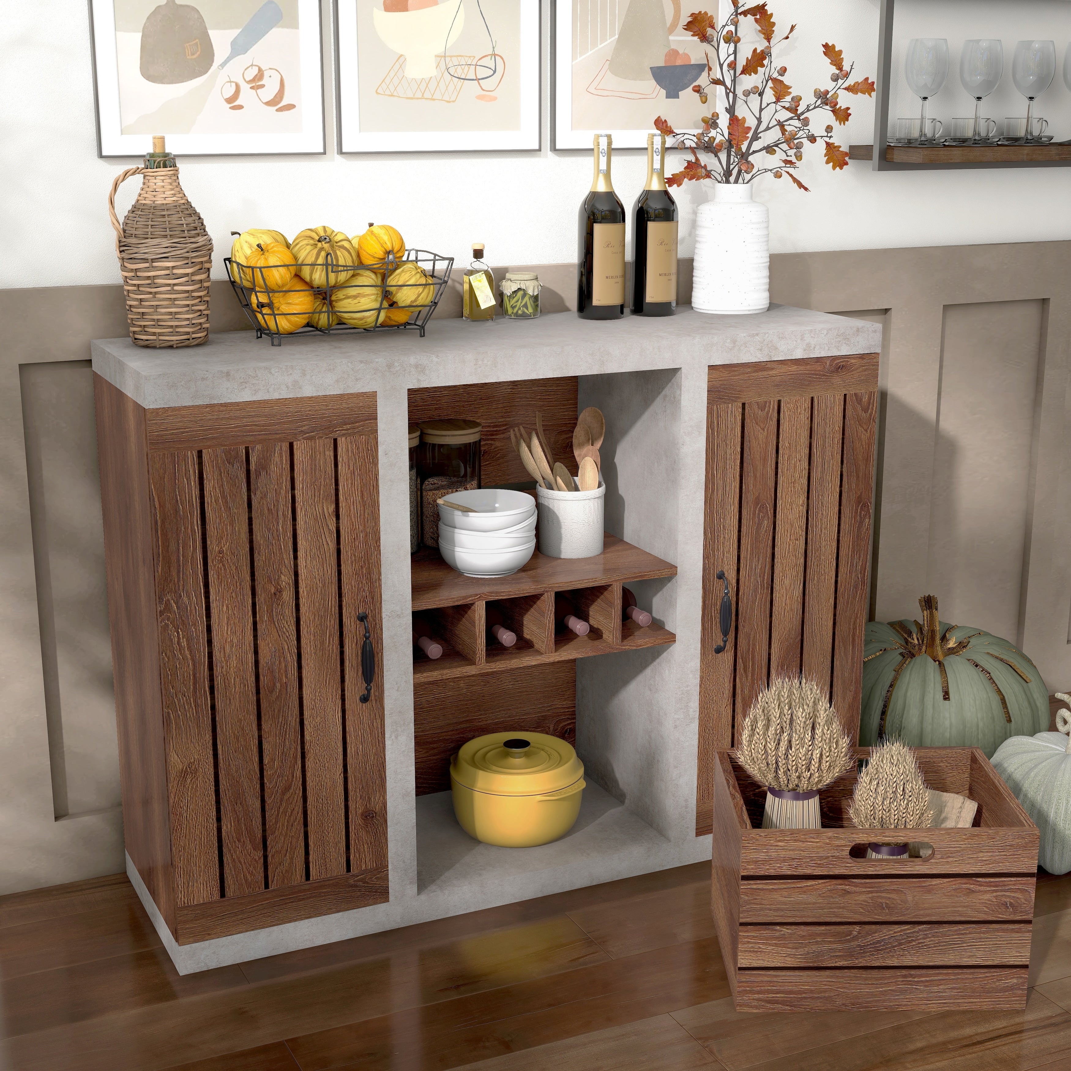 Chelsean Rustic 47 Inch Buffet Sideboard By Foa