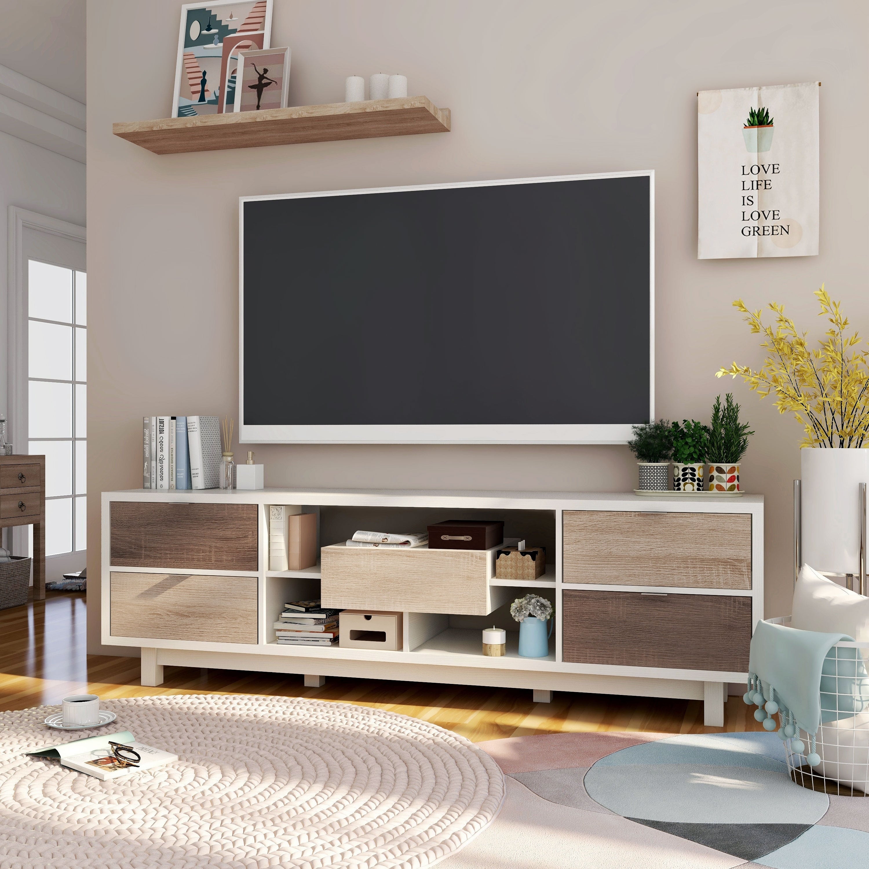 Dekisa Mid Century White 70 Inch Tv Stand By Foa