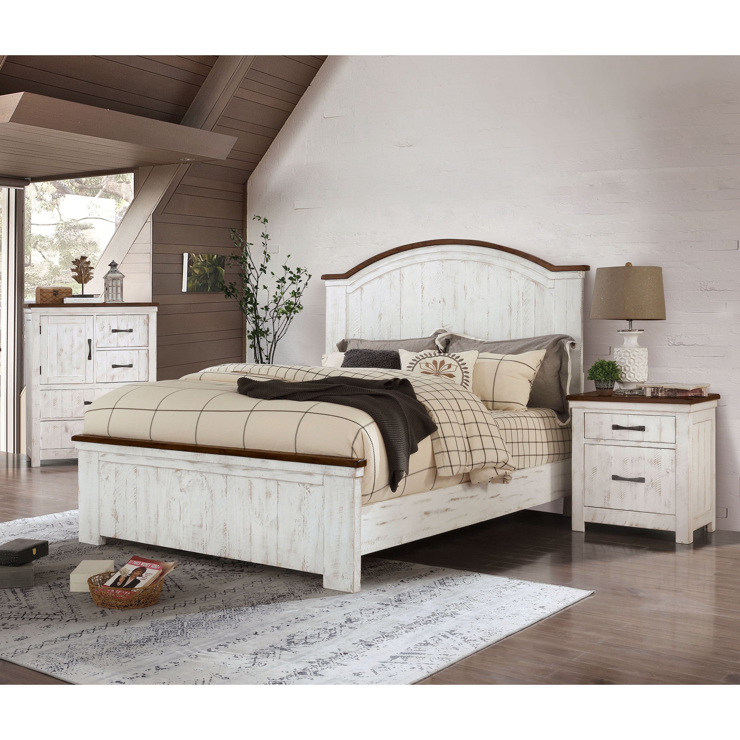 Furniture Of America Ynez Transitional White 3 Piece Bedroom Set