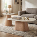 Furniture Of America Yovik Modern 2 Piece Natural Wood Coffee Table Set With Sintered Stone Top