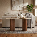 Furniture Of America Yovik Modern Walnut Wood Trestle Base Sofa Table With Sintered Stone Top