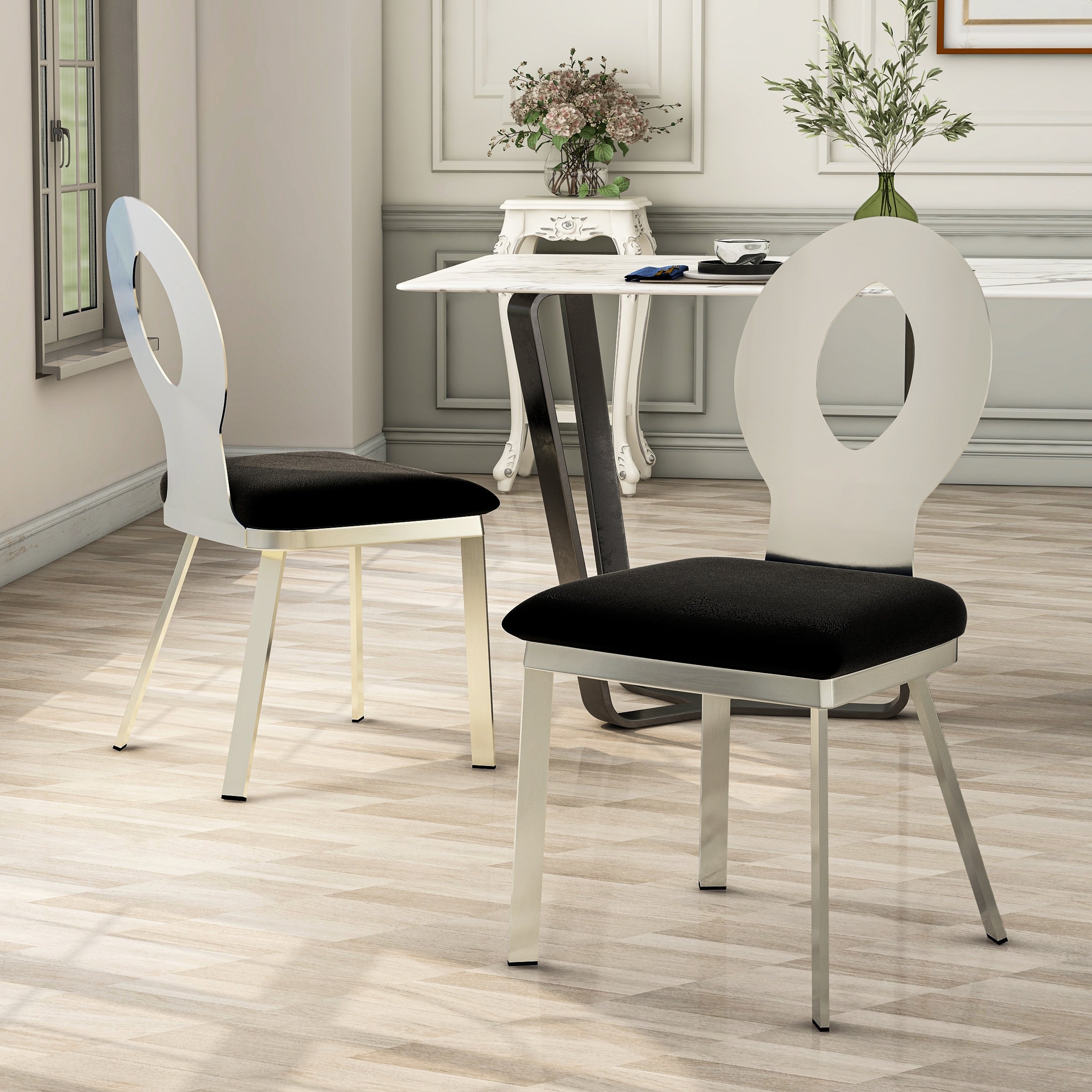 Furniture Of America Sculpture Iii Contemporary Satin Metal Dining Chair